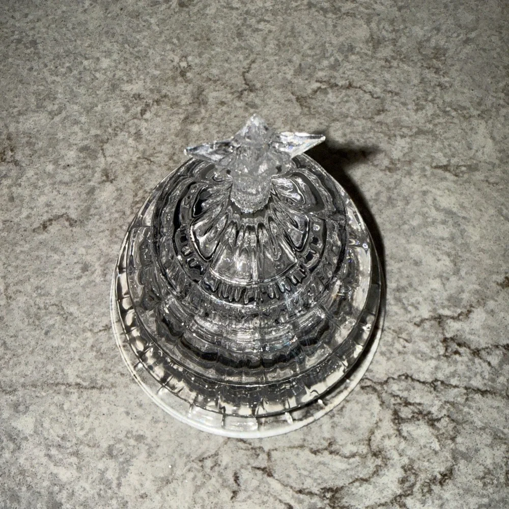 Vintage Gorham Crystal Candy Dish Holiday Traditions 3 Tier Christmas Tree Decor